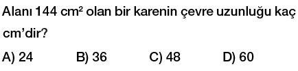 8. Sınıf Karekök kavramı ve tam kare sayıların karekökü testi çöz